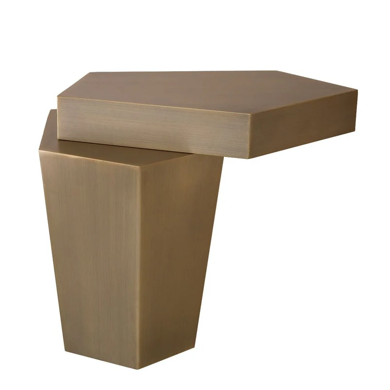 Casa Padrino Designer Couchtisch Messingfarben 72 x 50 x H. 60 cm - Metall Wohnzimmertisch mit gebürsteter Messing Oberfläche und Zementfüllung - Luxus Qualität