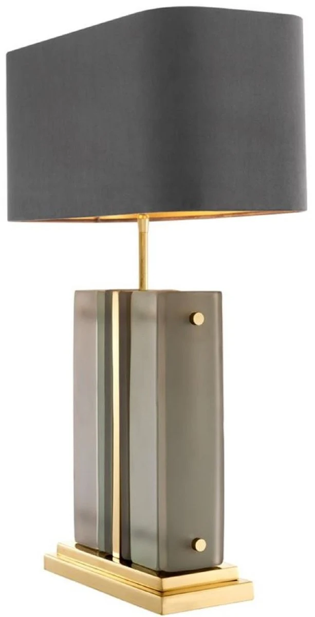 Casa Padrino Luxus Tischleuchte Gold / Grau 45 x 22 x H. 73 cm - Hotel & Restaurant Tischlampe