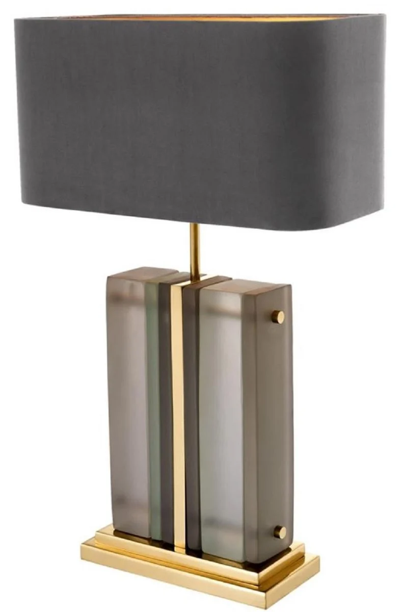 Casa Padrino Luxus Tischleuchte Gold / Grau 45 x 22 x H. 73 cm - Hotel & Restaurant Tischlampe