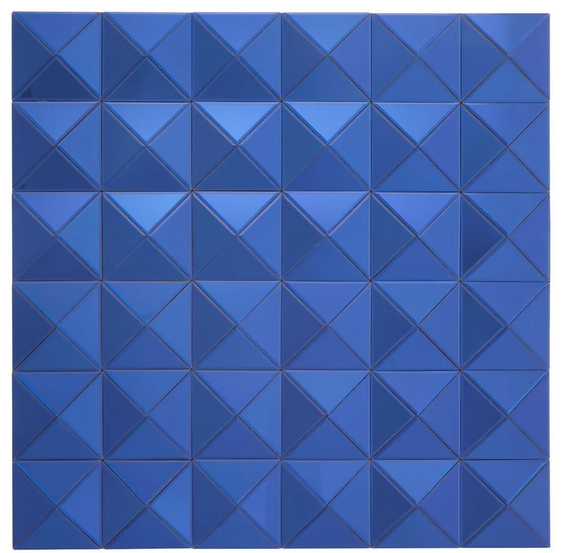 Casa Padrino Designer Spiegel Blau 110 x 4 x H. 110 cm - Luxus Wohnzimmer Wandspiegel - Designermöbel
