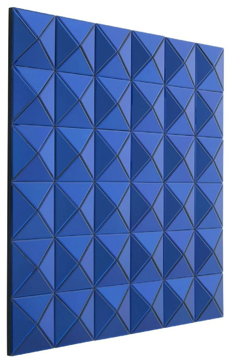 Casa Padrino Designer Spiegel Blau 110 x 4 x H. 110 cm - Luxus Wohnzimmer Wandspiegel - Designermöbel