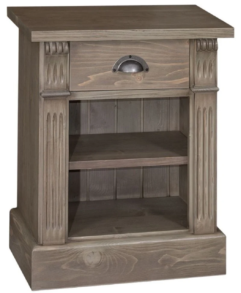 Casa Padrino Landhausstil Nachttisch mit Schublade und Regal Braun 49 x 33 x H. 60 cm - Massivholz Nachtkommode - Nachtschrank - Landhausstil Schlafzimmermöbel
