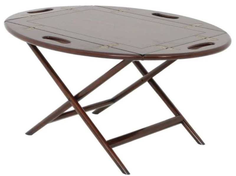 Casa Padrino Luxus Couchtisch / Tablett Dunkelbraun 87 x 66 x H. 42 cm - Ovaler Mahagoni Wohnzimmertisch - Serviertisch - Luxus Möbel