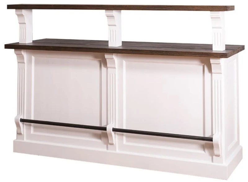 Casa Padrino Landhausstil Theke mit 3 Schubladen Weiß / Dunkelbraun 180 x 68 x H. 120 cm - Landhausstil Möbel