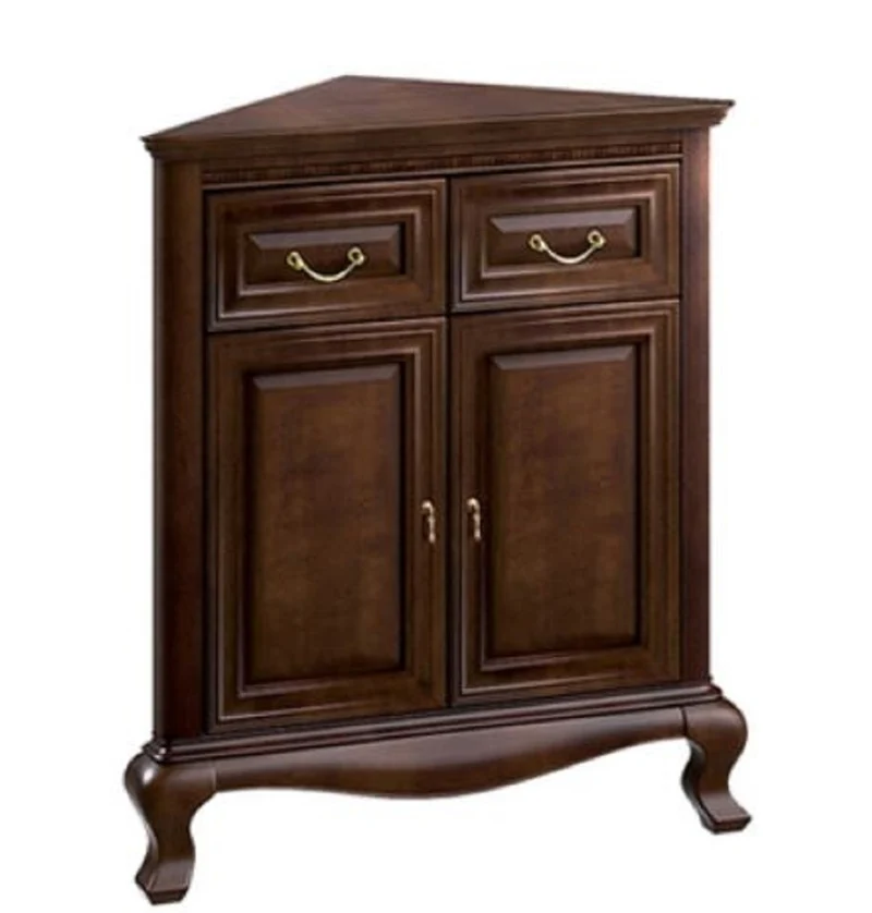 Casa Padrino Luxus Jugendstil Eckkommode mit 2 Türen und 2 Schubladen Dunkelbraun 80 x 51,3 x H. 95 cm - Wohnzimmermöbel
