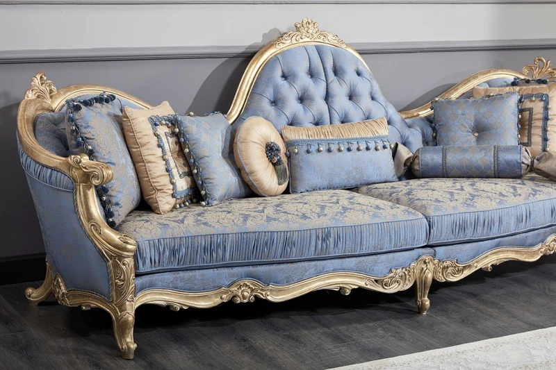 Casa Padrino Luxus Barock Wohnzimmer Set - 1 Chesterfield Sofa & 1 Couchtisch & 2 Salon Stühle & 1 Beistelltisch - Barock Wohnzimmermöbel