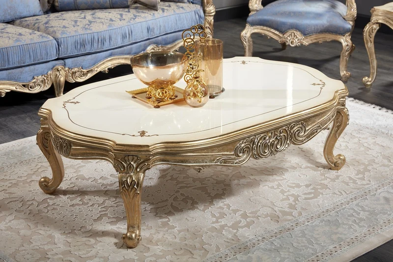 Casa Padrino Luxus Barock Wohnzimmer Set - 1 Chesterfield Sofa & 1 Couchtisch & 2 Salon Stühle & 1 Beistelltisch - Barock Wohnzimmermöbel