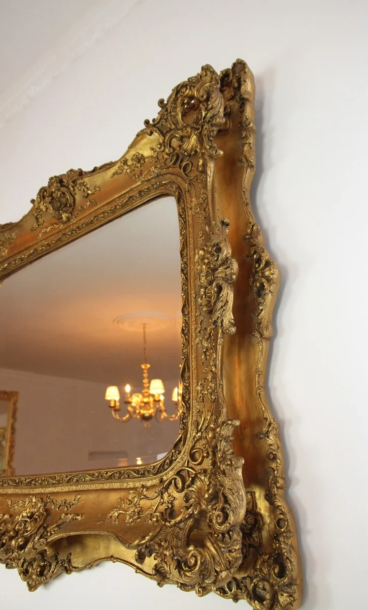 Casa Padrino Barock Spiegel Gold Antik Stil mit Doppelrahmen - 120 x 105 cm - Edel & Prunkvoller Wandspiegel