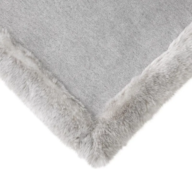 Casa Padrino Luxus Tagesdecke / Wohndecke Hellgrau 170 x 145 cm - Kunstfell Kuscheldecke