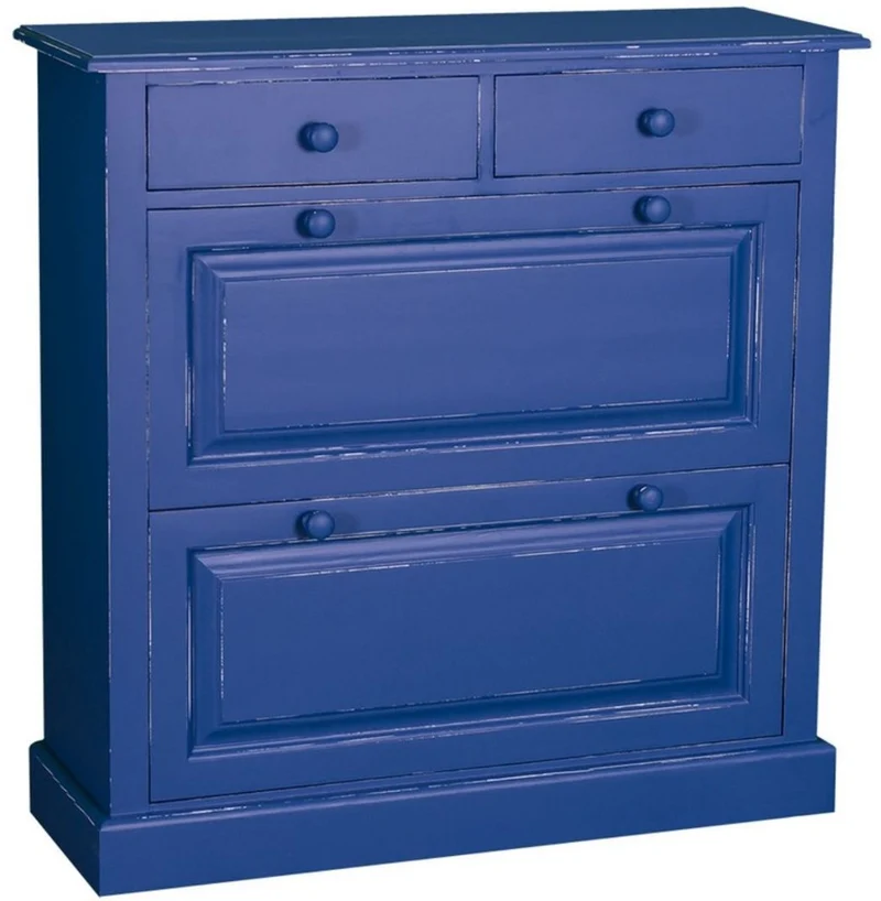 Casa Padrino Landhausstil Massivholz Schuhschrank Antik Blau 103 x 35 x H. 105 cm - Landhausstil Garderobenmöbel