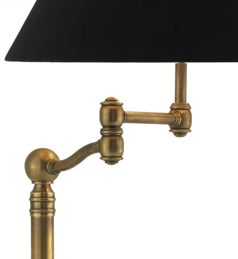 Casa Padrino Luxus Stehleuchte mit Schwenkarm Vintage Messingfarben / Schwarz Ø 58 x H. 148 cm - Luxus Kollektion