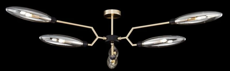 Casa Padrino Luxus Deckenleuchte Mattgold / Schwarz Ø 125 x H. 35 cm - Moderne Deckenlampe