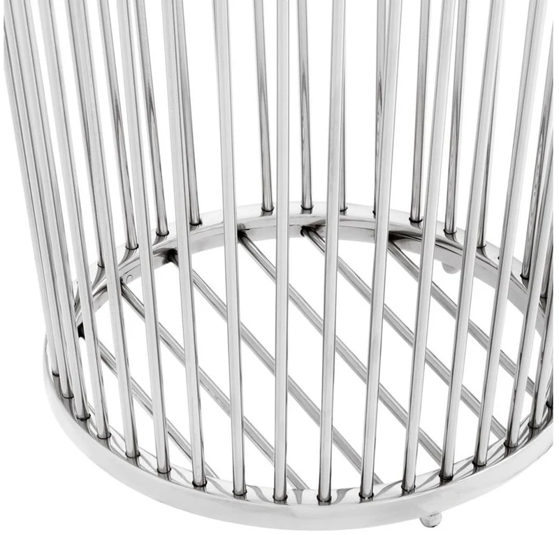 Casa Padrino Luxus Edelstahl Wäschekorb Silber Ø 30 x H. 40,5 cm - Luxus Badezimmer Accessoires