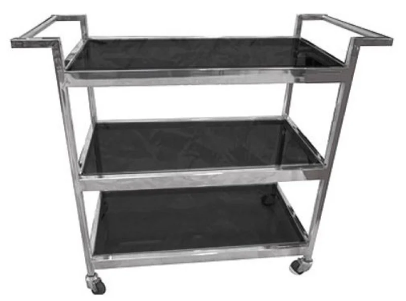 Casa Padrino Luxus Servierwagen Silber / Schwarz 93 x 40 x H. 79 cm - Hotel Restaurant Gastronomie Trolley