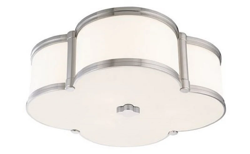 Casa Padrino Luxus Deckenleuchte Silber / Weiß 42,6 x 42,6 x H. 14 cm - Deckenlampe in Kleeblatt Form - Luxus Qualität