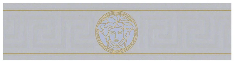 Versace Designer Barock Vliestapete Greek 935225 Silber / Gold - Bordüre - Design Tapete - Luxus Qualität