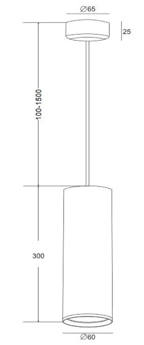 Casa Padrino Luxus Hängeleuchte Weiß Ø 6 x H. 30 cm - Höhenverstellbare Aluminium Pendelleuchte