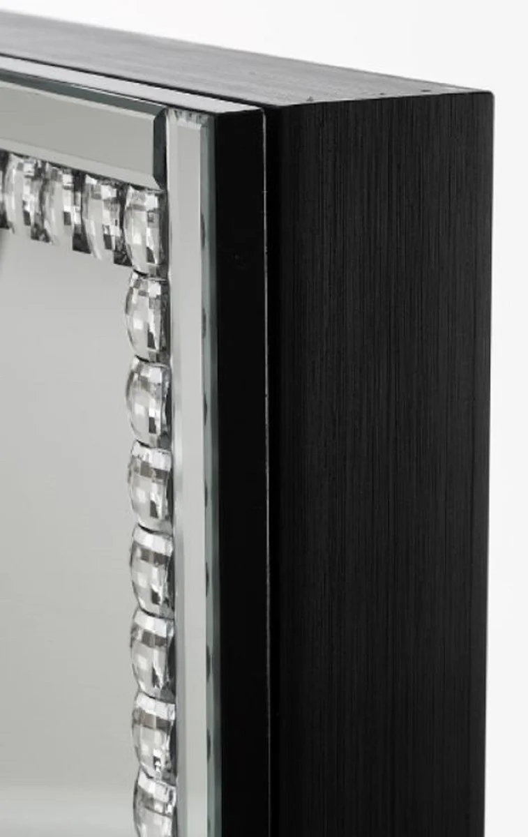 Casa Padrino Luxus Schmuckschrank mit Spiegeltür Silber / Schwarz 35 x 9 x H. 120 cm - Luxus Kollektion