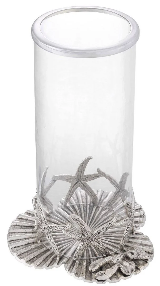 Casa Padrino Luxus Kerzenleuchter Antik Silber Ø 20,5 x H. 31,5 cm - Luxus Deko Accessoires