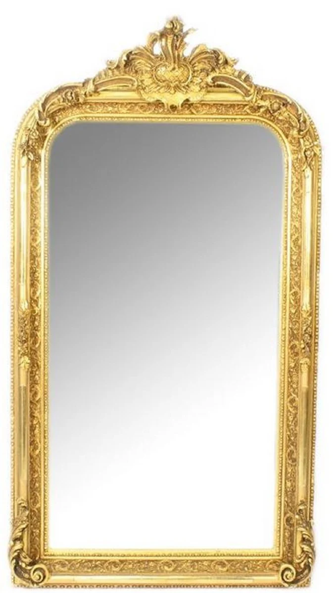 Casa Padrino Barock Wandspiegel Gold 70 x H. 140 cm - Prunkvoller Barock Spiegel mit Holzrahmen und wunderschönen Verzierungen