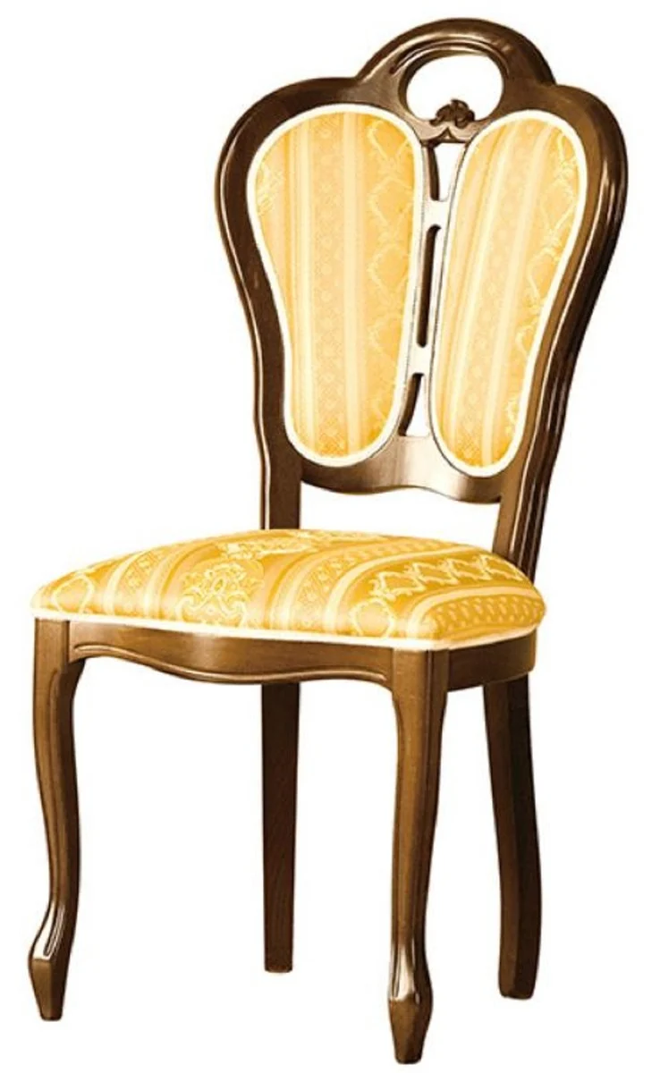 Casa Padrino Luxus Barock Esszimmerstuhl Braun / Weiß / Gold 48 x 43 x H. 104,5 cm - Barock Esszimmermöbel