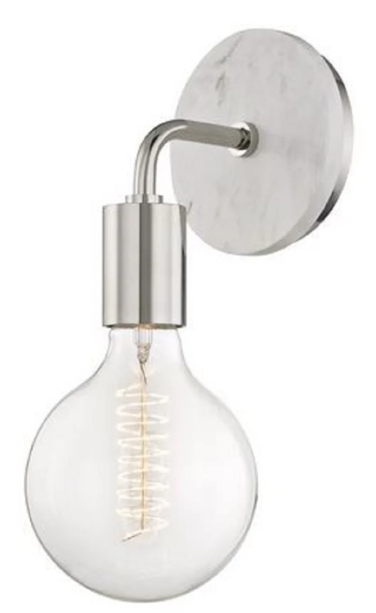 Casa Padrino Luxus Wandleuchte Silber / Weiß 12,7 x 16,5 x H. 33 cm - Hotel & Restaurant Wandlampe