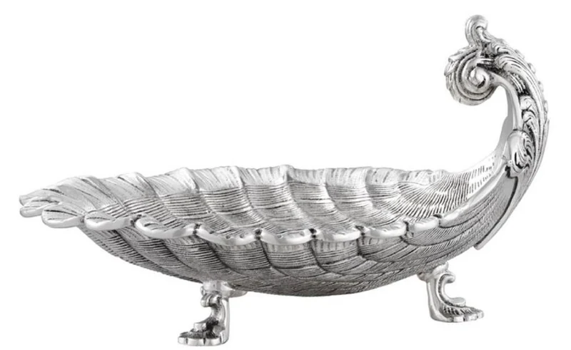 Casa Padrino Luxus Serviertablett Antik Silber 25 x 22,5 x H. 14,5 cm - Luxus Qualität