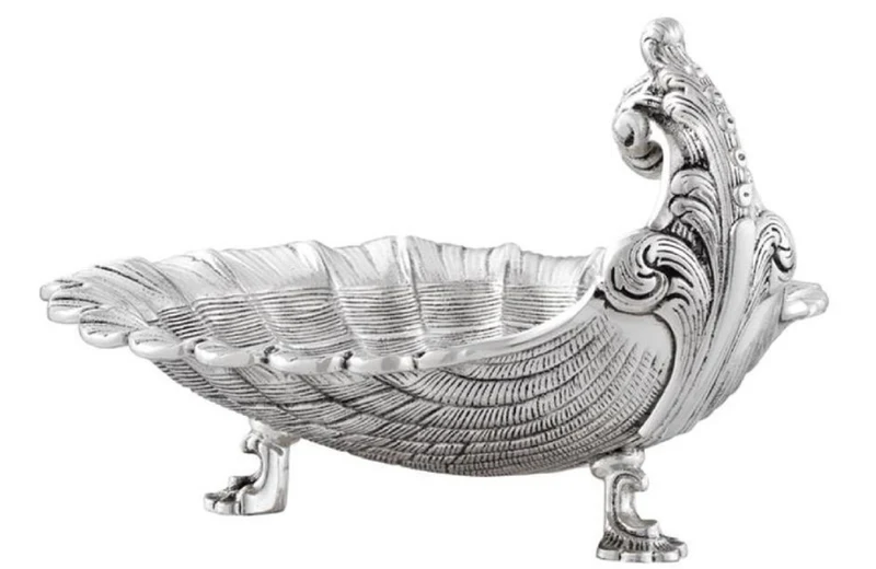 Casa Padrino Luxus Serviertablett Antik Silber 25 x 22,5 x H. 14,5 cm - Luxus Qualität