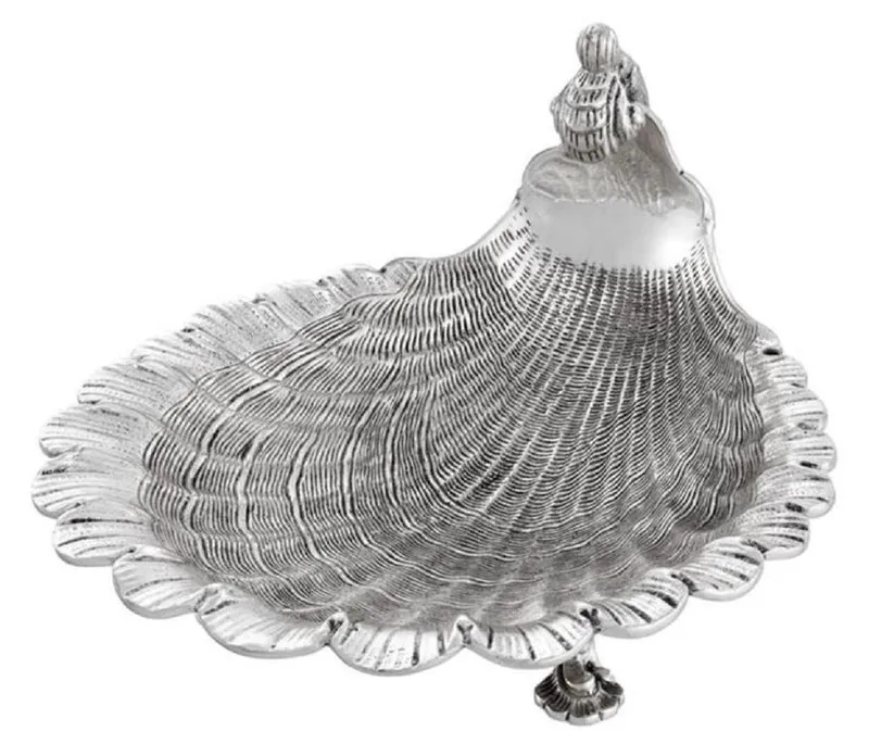 Casa Padrino Luxus Serviertablett Antik Silber 25 x 22,5 x H. 14,5 cm - Luxus Qualität