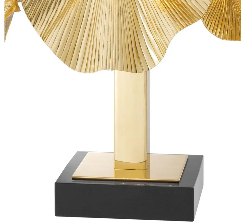Casa Padrino Luxus Tischleuchte Messingfarben / Schwarz 55 x 38 x H. 88 cm - Designer Lampe mit Granitsockel