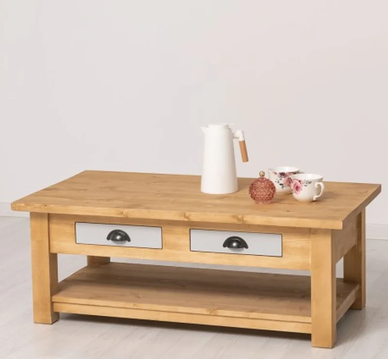 Casa Padrino Couchtisch im Landhausstil mit 2 Schubladen, 120 x 65 x 45 cm