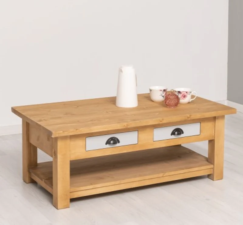 Casa Padrino Couchtisch im Landhausstil mit 2 Schubladen, 120 x 65 x 45 cm