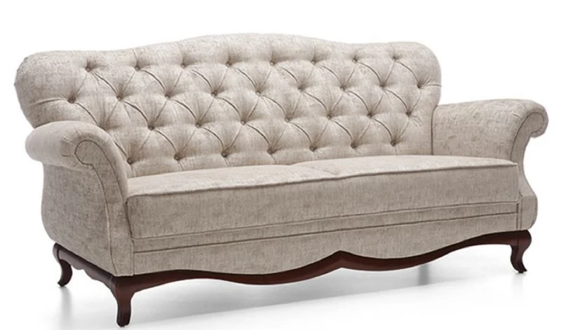 Casa Padrino Luxus Art Deco Chesterfield Wohnzimmer Sofa Greige / Dunkelbraun 206 x 90 x H. 98 cm - Wohnzimmermöbel