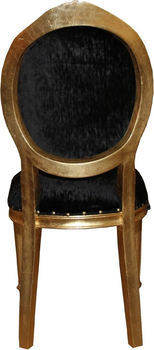 Casa Padrino Luxus Barock Esszimmer Set Medaillon Schwarz / Gold 50 x 52 x H. 99 cm - 6 handgefertigte Esszimmerstühle - Barock Esszimmermöbel