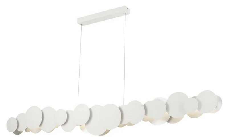 Casa Padrino Designer LED Hängeleuchte Weiß / Silber 150 x 8 x H. 38 cm - Luxus Kollektion