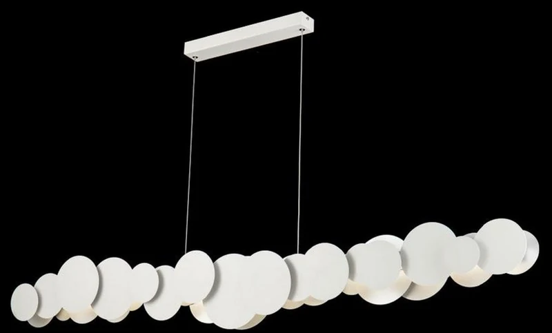 Casa Padrino Designer LED Hängeleuchte Weiß / Silber 150 x 8 x H. 38 cm - Luxus Kollektion