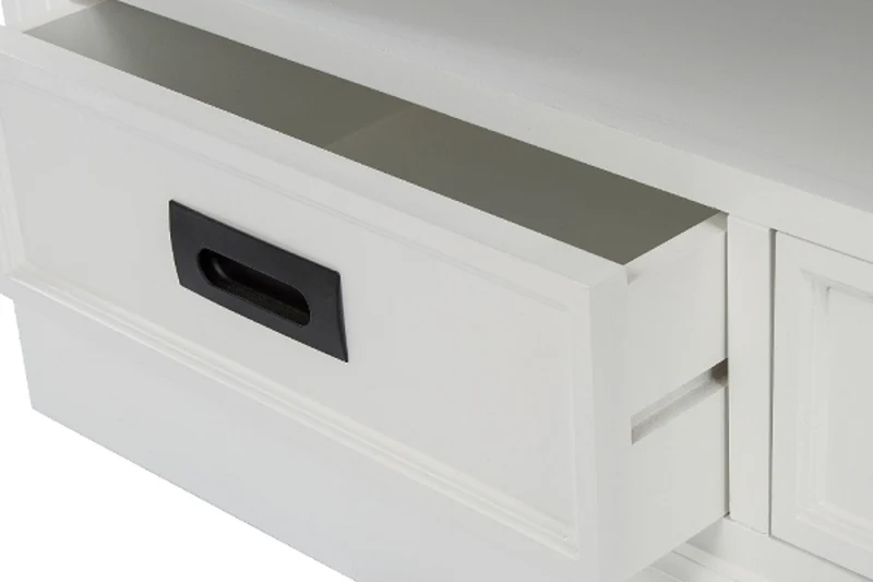 Casa Padrino Landhausstil Fernsehschrank Weiß / Braun 99 x 40 x H. 51 cm - Handgefertigter Wohnzimmer TV Schrank im Landhausstil