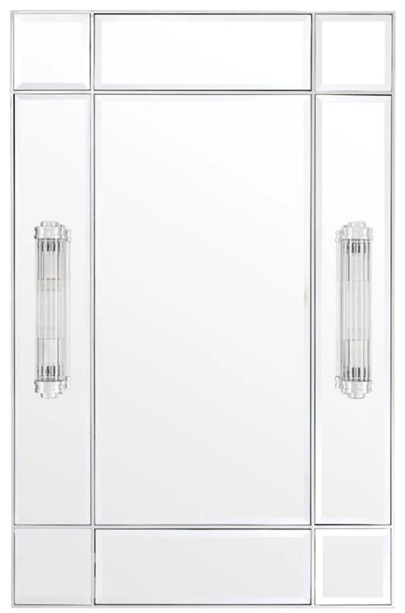 Casa Padrino Luxus Wandspiegel mit Licht Silber 90 x 13 x H. 140 cm - Luxus Qualität