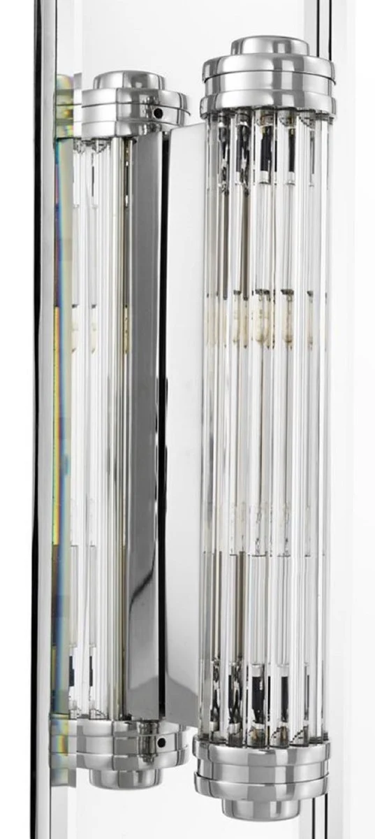 Casa Padrino Luxus Wandspiegel mit Licht Silber 90 x 13 x H. 140 cm - Luxus Qualität