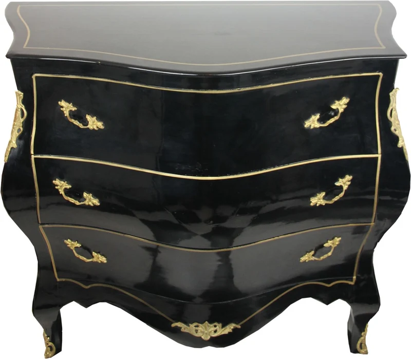 Casa Padrino Barock Kommode Schwarz/Gold Breite 120 cm - Antik Stil Möbel