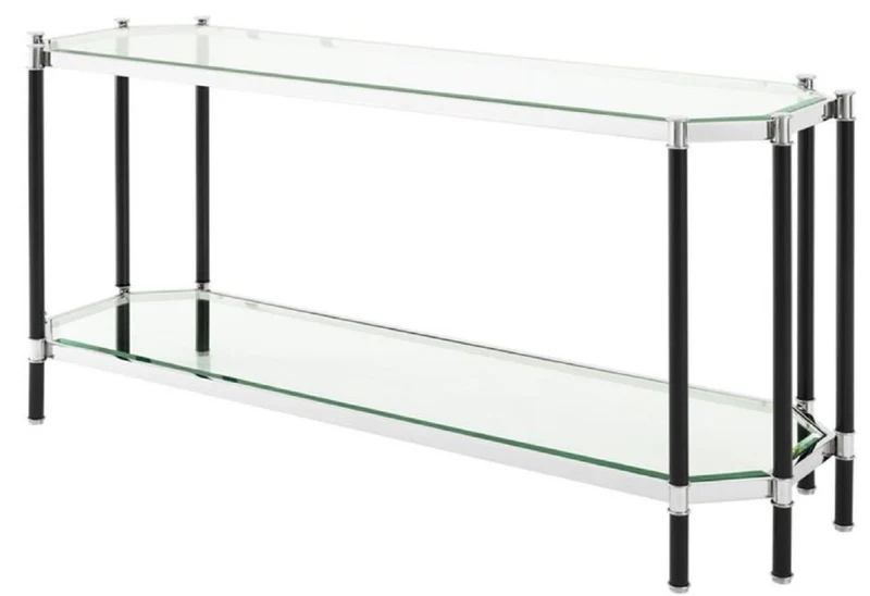 Casa Padrino Wohnzimmer Konsolentisch Silber / Schwarz 169 x 53,5 x H. 75,5 cm - Luxus Konsole