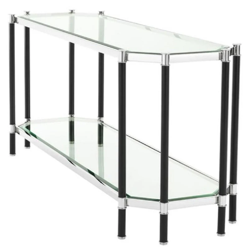 Casa Padrino Wohnzimmer Konsolentisch Silber / Schwarz 169 x 53,5 x H. 75,5 cm - Luxus Konsole