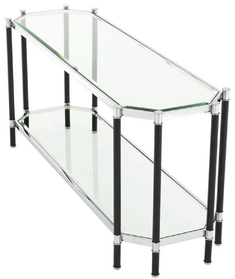 Casa Padrino Wohnzimmer Konsolentisch Silber / Schwarz 169 x 53,5 x H. 75,5 cm - Luxus Konsole