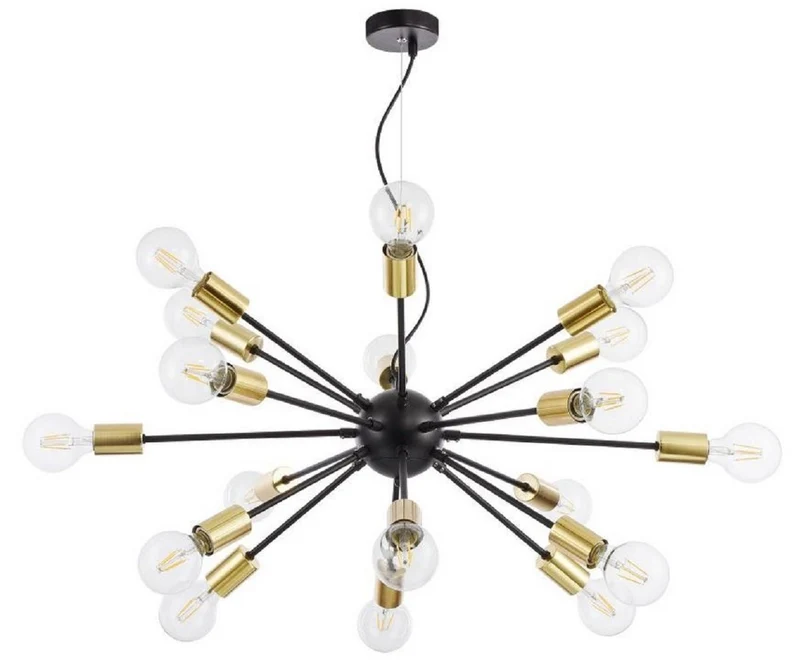 Casa Padrino Luxus Hängeleuchte Schwarz / Messingfarben Ø 98 x H. 74,2 cm - Hotel & Restaurant Lampe