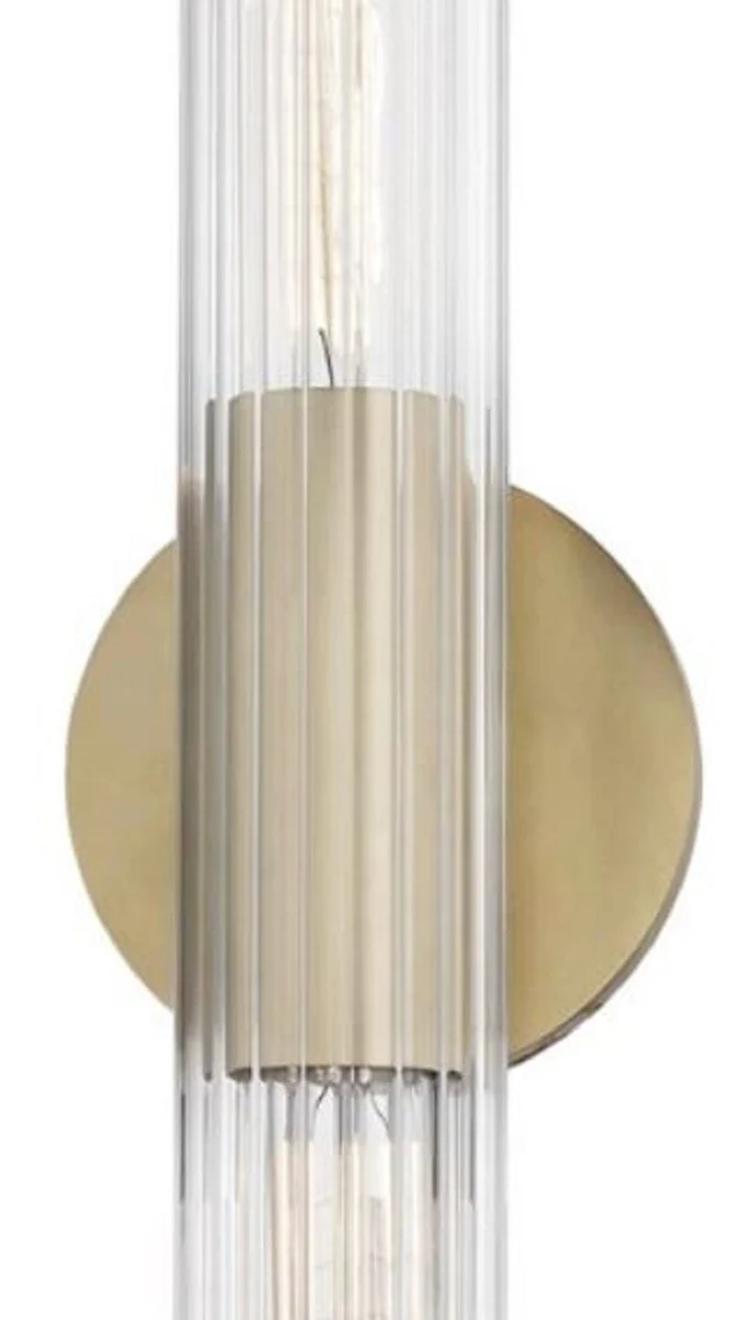 Casa Padrino Luxus Wandleuchte Antik Messingfarben 12,1 x 8,9 x H. 43,8 cm - Wohnzimmer Wandlampe