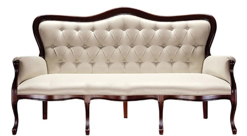 Casa Padrino Luxus Barock Chesterfield Sofa Beige / Dunkelbraun 184 x 81 x H. 107 cm - Wohnzimmermöbel im Barockstil