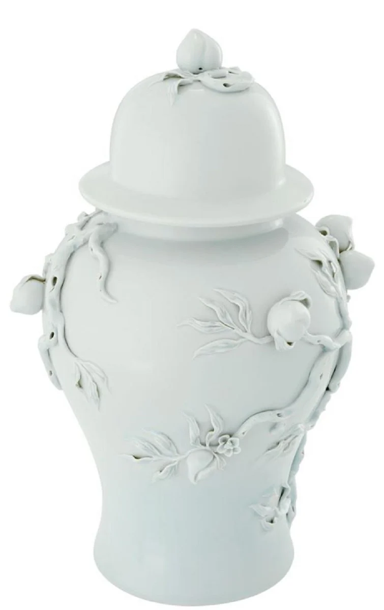 Casa Padrino Luxus Porzellan Vase / Krug mit Deckel Hellmintfarben Ø 30 x H. 47 cm - Hotel & Restaurant Deko Accessoires