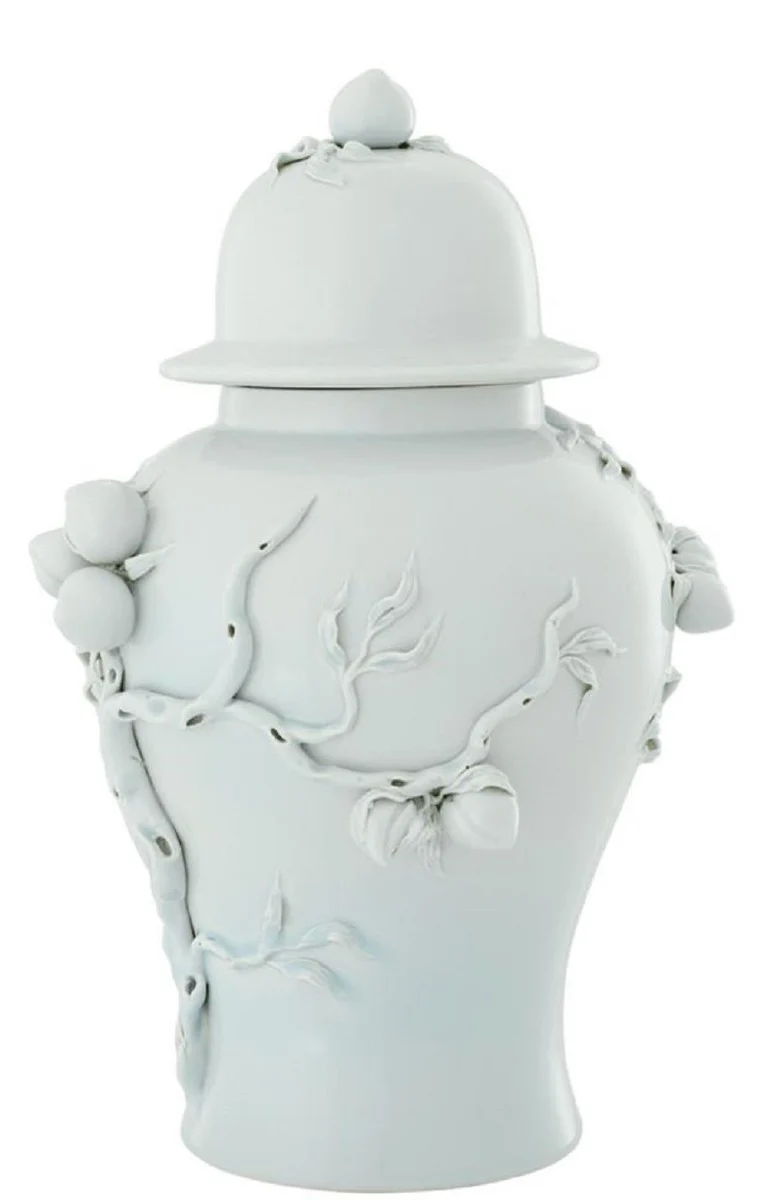 Casa Padrino Luxus Porzellan Vase / Krug mit Deckel Hellmintfarben Ø 30 x H. 47 cm - Hotel & Restaurant Deko Accessoires