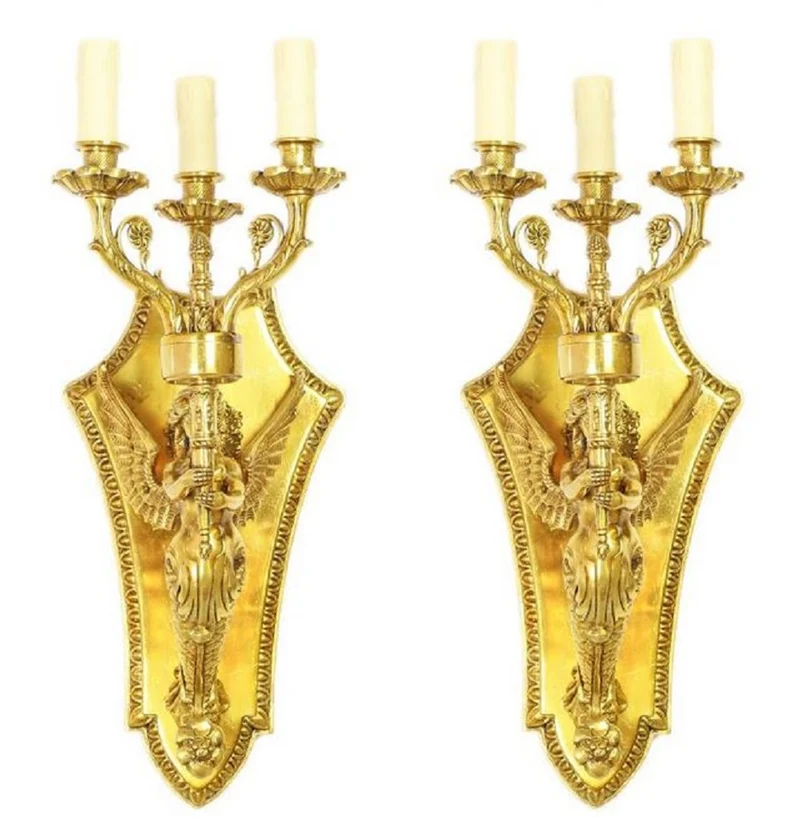 Casa Padrino Barock Wandkerzenhalter Set Gold 20 x 20 x H. 50 cm - Barock Deko Accessoires