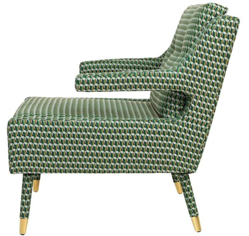 Casa Padrino Luxus Sessel Grün / Gold 76 x 88 x H. 89 cm - Wohnzimmer Sessel im Neoklassichen Stil - Designer Wohnzimmermöbel